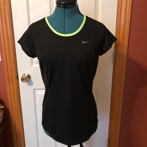 Nike Drifit running shirt black neon green Medium